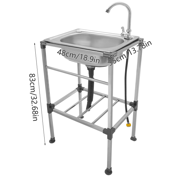 Lavello da cucina, Lavello da cucina in acciaio inox, Capacità di carico: circa 60 kg, 48*35*83 cm, Argento Lavello da cucina, Lavello da cucina in acciaio inox, Capacità di carico: circa 60 kg, 48*35*83 cm, Argento