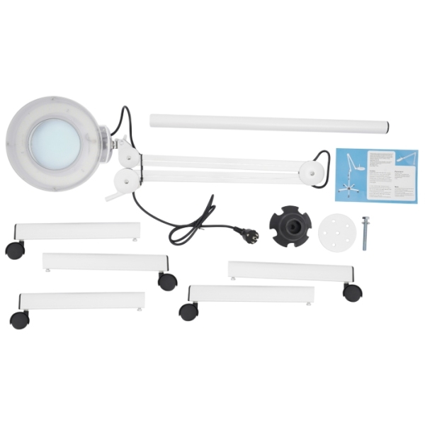 Lente d'ingrandimento LED da 24 W, Luce fredda, 5 diottrie, Lente d'ingrandimento da terra con supporto e ruote, Lente rotante a 360 gradi, Adatta per estetista