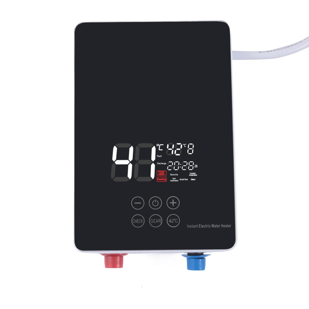 Scaldabagno Elettrico Mini 3800W Istantaneo, Con Display LCD E Regolazione Temperatura, Impermeabile IPX4, Montaggio Verticale, Per Cucina E Bagno