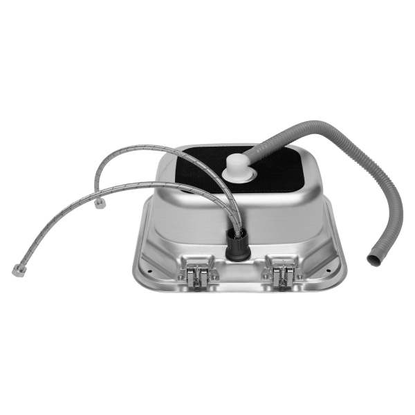 Lavandino Per Camper TESUGN RV - Set Di Lavello Da Campeggio, In Acciaio Inox, Con Rubinetto Piegato, Coperchio In Vetro Temperato, 42,3 X 37,3 X 15 Cm, Singola Ciotola Lavabi A Mano