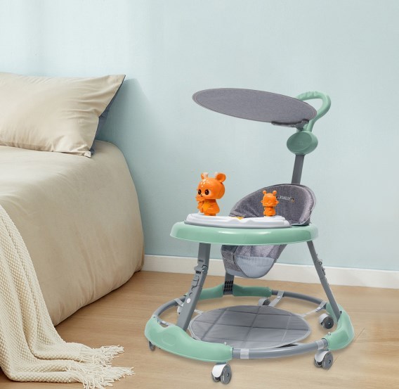 Girello, modello aggiornato, ruote silenziose in PVC, con musica e luci, colore verde alta qualità