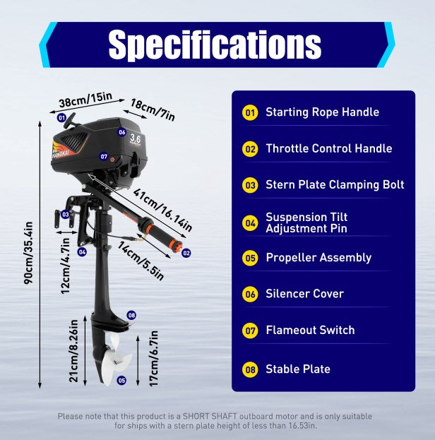 Motore Fuoribordo 2 Tempi 3,5 HP - Per Barche Da Pesca, Raffreddamento Ad Aria, Benzina - Foto 6