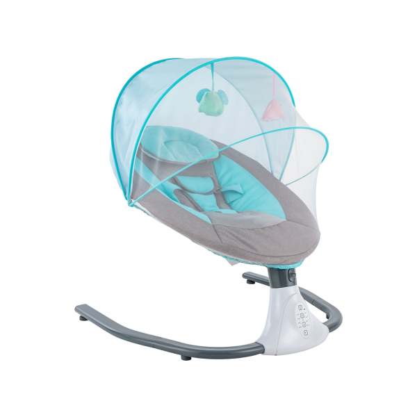 Sdraietta Sedia a dondolo per bambini regolabile in velocità con timer di musica per 0-12 mesi 3-12KG (Blu)