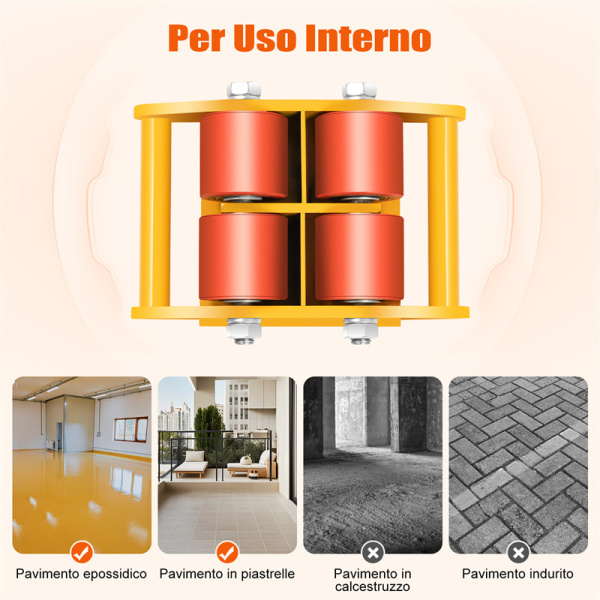 Rullo Trasportatore Industriale 8 Tonnellate - Carrello 6 Ruote Per Mobili E Carichi Pesanti - Foto 10