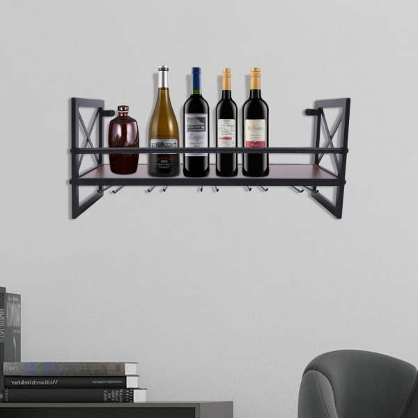 Portabottiglie Vino da Parete, Scaffale Portabottiglie di Vino in Metallo per 2/4 Bottiglie, Cantinetta Vini da Parete per Salotto Sala da Pranzo e