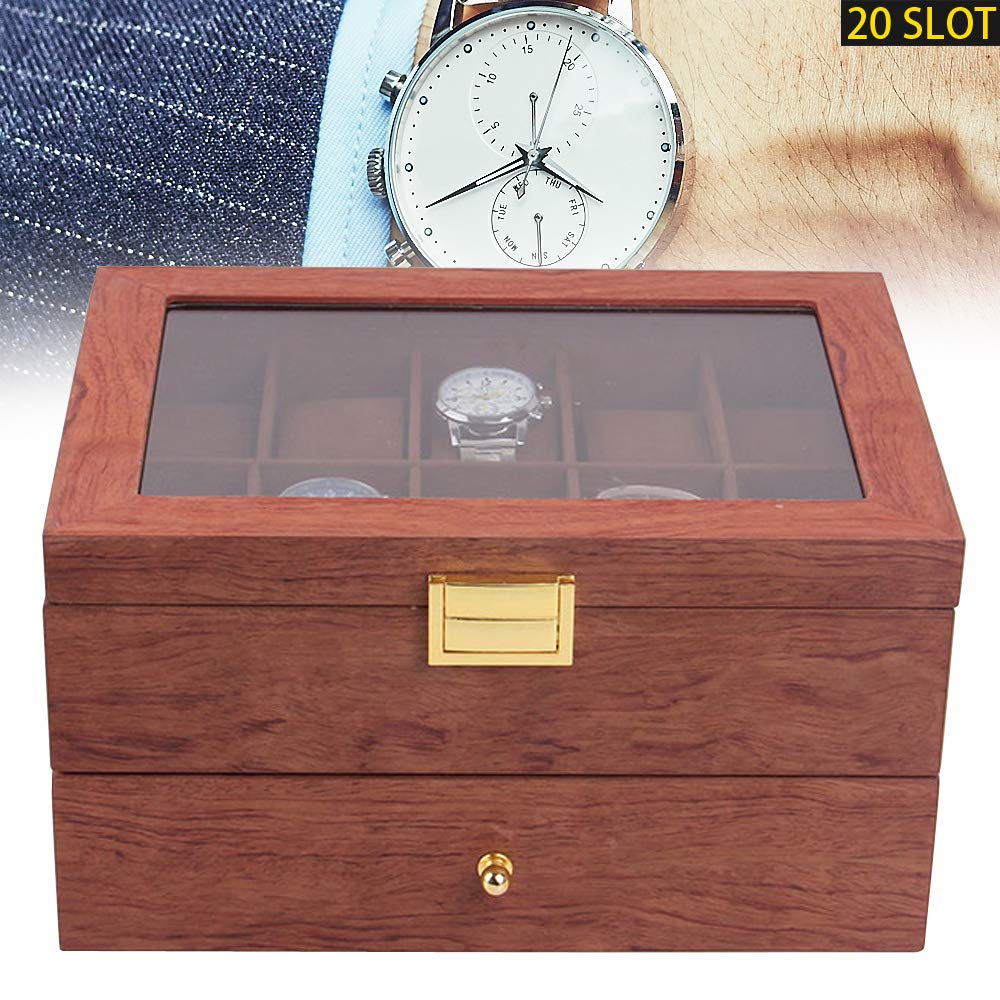 Archuu Scatola Per Orologi In Legno Massello A 12 Slot, Display A 2 Colori, Custodia Per Raccolta, Organizer Vintage Classico 31,5 X 19,8 X 8 Cm, Per Uomo