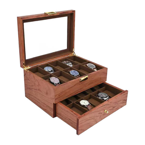 Ancienne Boîte En Bois Avec Tampons Pivotants Pour Montres - Vintage, De Stock