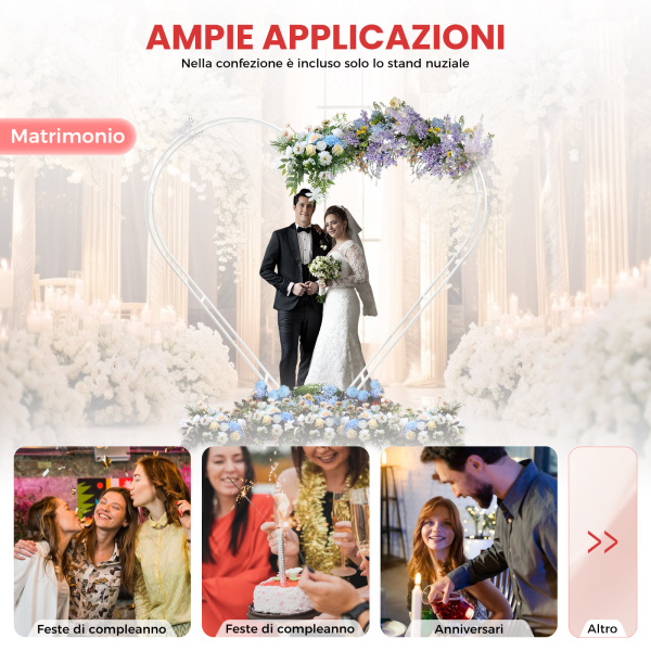 Arco Matrimonio A Forma Di Cuore 2x2,1m – Struttura In Acciaio Al Carbonio Oro – Per Sfondo Cerimonia, Giardino, Festa – Fai Da Te