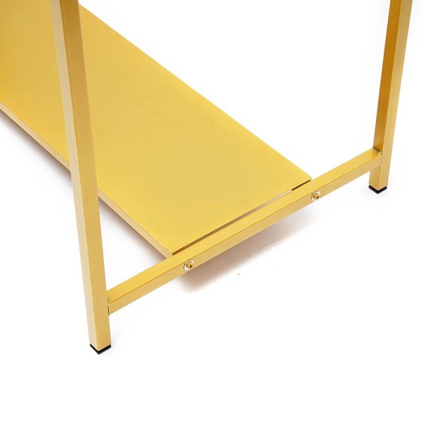 Appendiabiti In Metallo Dorato Con Base In Marmo Bianco - Lunghezza 150 Cm, Attaccapanni Da Pavimento Elegante Per Ingresso E Camera