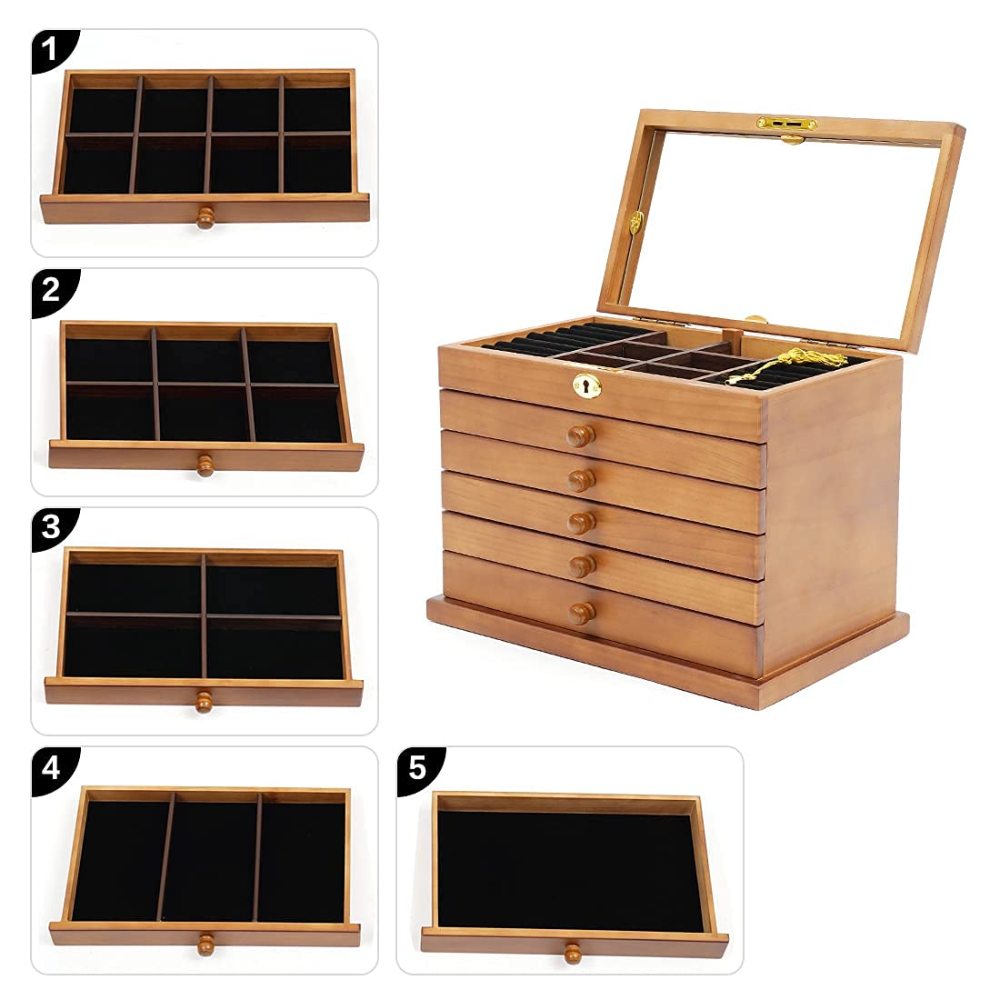 COSTWAY Armadietto Portagioie Con Luci LED A 3 Colori, Specchiera Per Gioielli Da Terra Mobile Portagioie Con 3 Angolo Regolabile Armadietto Portagioie In Legno Con Chiave 84648975
