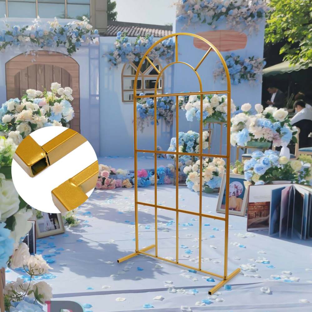 Cornice Ad Arco Fiori In Metallo Dorato Sfondo Passerella Ad Angolo Quadrato La Decorazione Di Eventi Di Nozze Da 1.604,51 € | DHgate