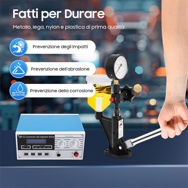 Tester per iniettori ugelli diesel, tester per iniettori da 600 bar, kit test iniettori diesel common rail multifunzionale CR-C + verificatore ugelli S60H