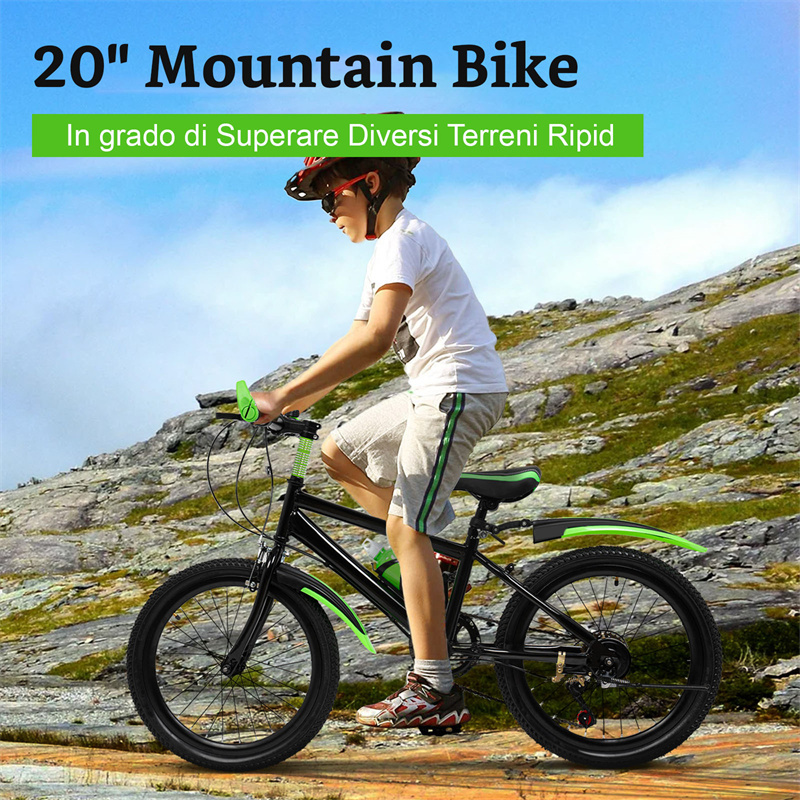 CNCEST 20 pollici Bike di montagno per bambini, ragazzi, verde o rosso