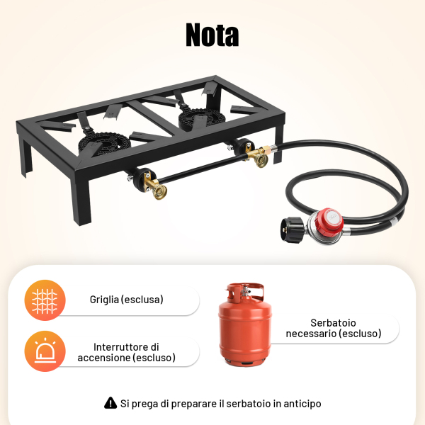 Fornello Da Campeggio A Gas Doppio Bruciatore 8000W, Ghisa - Portatile Per Picnic, Cucina All'aperto