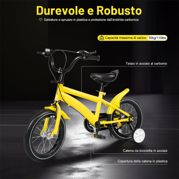 BODIOO Bicicletta per bambini 14 pollici, bicicletta per ragazzi e ragazze con ruote di supporto, telaio BODIOO Bicicletta per bambini 14 pollici, bicicletta per ragazzi e ragazze con ruote di supporto, telaio