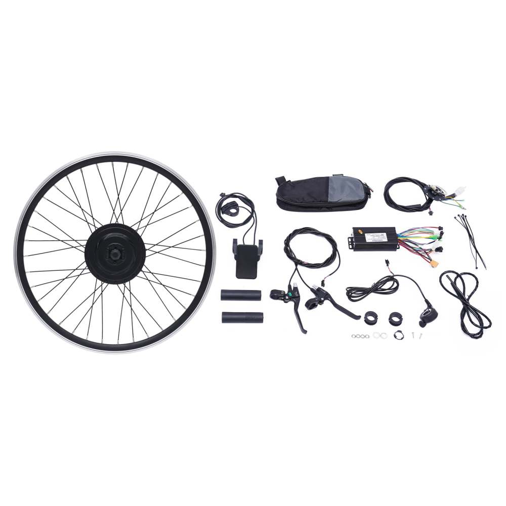 Kit Conversione Bici Elettrica 26", 36V 350W Motore Senza Spazzole, Display LCD, Freno Elettronico, Adatto A V-Brake E Disco