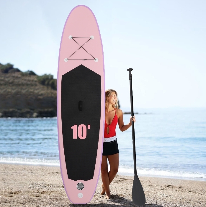 Tavola da surf gonfiabile portatile, materiale rinforzato, materiale PVC, 305*76*10 cm-rosa