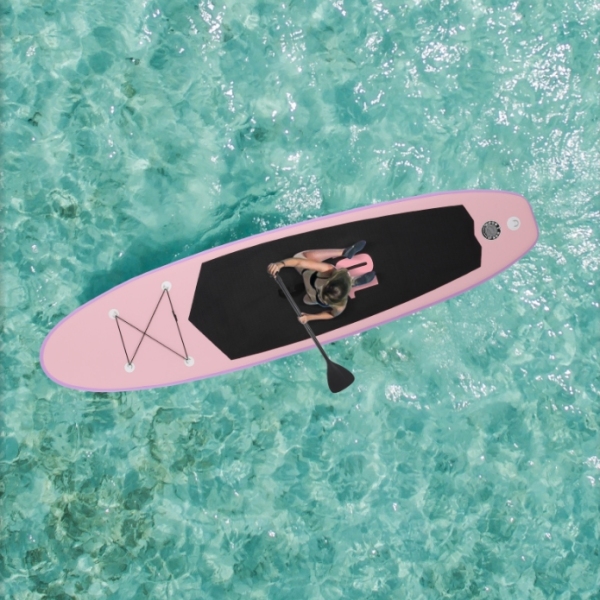 Tavola da surf gonfiabile portatile, materiale rinforzato, materiale PVC, 305*76*10 cm-rosa