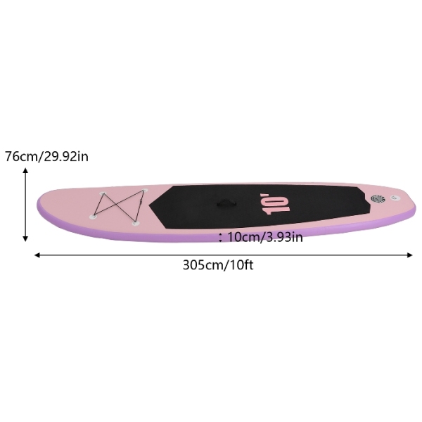 Tavola da surf gonfiabile portatile, materiale rinforzato, materiale PVC, 305*76*10 cm-rosa