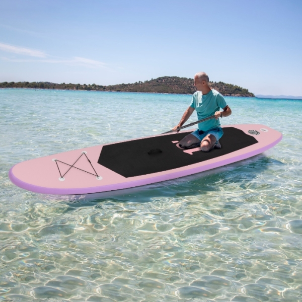 Tavola da surf gonfiabile portatile, materiale rinforzato, materiale PVC, 305*76*10 cm-rosa