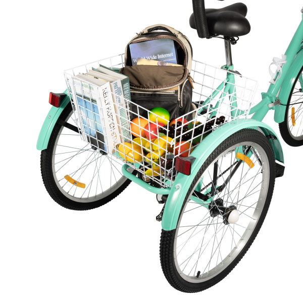 Bicicletta Donna Triciclo Da 24 Pollici Per Adulti, Triciclo A 7 Marce, Pieghevole, Triciclo Per Adulti All'aperto, Triciclo Della Spesa Per Anziani Con Cestino, Luce E Portabicchieri (rosso Bicicletta 3 Ruote Per Adulti - 10