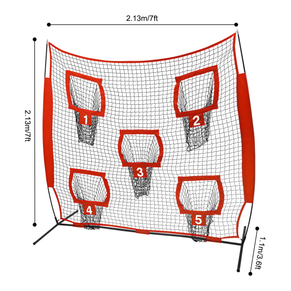 Rete da lancio da rugby, Rete da lancio da rugby con 5 tasche per bersagli, Rete da lancio 2,1x2,1 m - Rossa Rete da lancio da rugby, Rete da lancio da rugby con 5 tasche per bersagli, Rete da lancio 2,1x2,1 m - Rossa