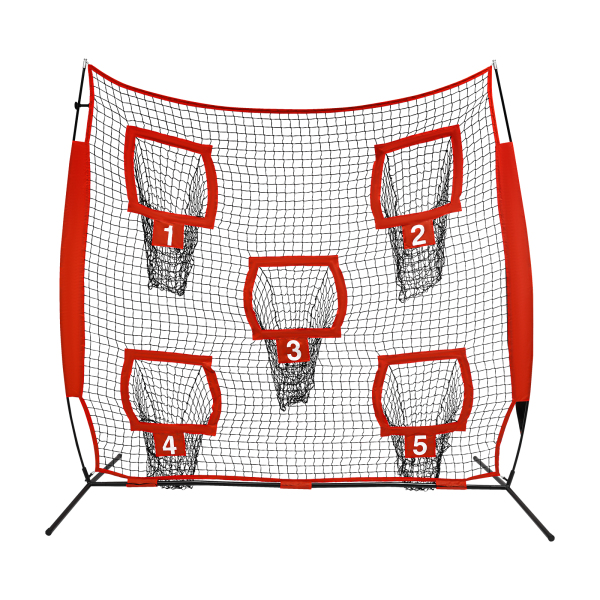 Rete da lancio da rugby, Rete da lancio da rugby con 5 tasche per bersagli, Rete da lancio 2,1x2,1 m - Rossa Rete da lancio da rugby, Rete da lancio da rugby con 5 tasche per bersagli, Rete da lancio 2,1x2,1 m - Rossa