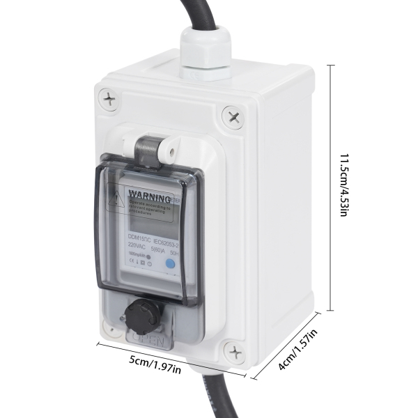 Contatore elettrico digitale mobile, Contatore elettrico LED digitale portatile, Contatore display LED digitale 16A HRDQ-01 H07RN-F 3*1.5mm²