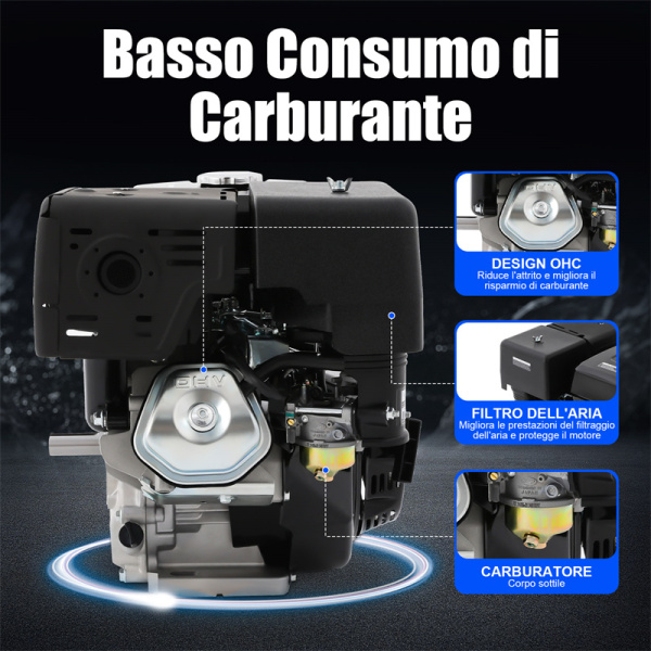 Motore a benzina da 15 CV, motore multiuso, motore OHV a 4 tempi, colore nero