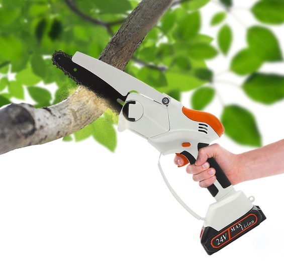 Mini motosega a batteria da 6 pollici, batteria e caricabatterie, sega a catena elettrica per taglio di alberi da taglio del legno
