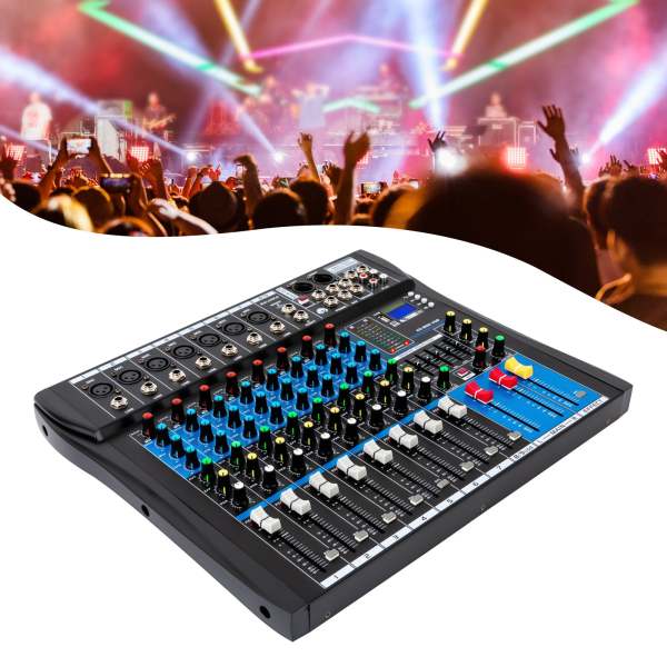 Mixer audio stereo professionale a 8 canali Bluetooth Registrazione USB Riproduzione computer phantom
