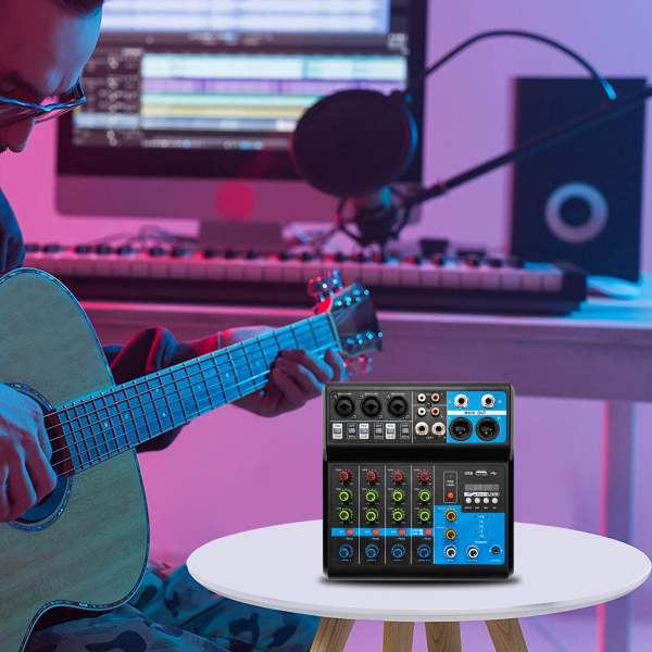 Mini mixer audio 5 canali 48 V ,Consolle audio stereo,mixer USB Bluetooth mixer Live Studio audio,per riprese professionali feste sul palco KTV