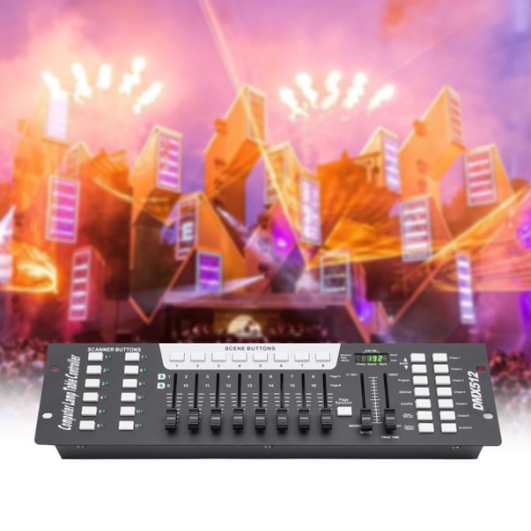 Console luci sceniche 192 canali DMX 512, attrezzatura DJ essenziale 10 scenari 0/60 Hz