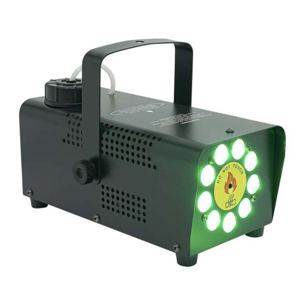 Macchina per il fumo da 500 W con 9 LED e telecomando senza fili, 12 colori, 3 modalità auto effetti di luce,