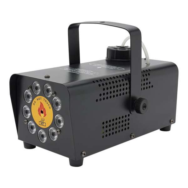 Macchina per il fumo da 500 W con 9 LED e telecomando senza fili, 12 colori, 3 modalità auto effetti di luce,