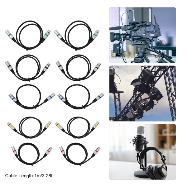 Cavo DMX, connessione segnale DMX, controllo luce DMX, Lunghezza di ogni cavo: 1mLunghezza di ogni cavo: 1m, Nero